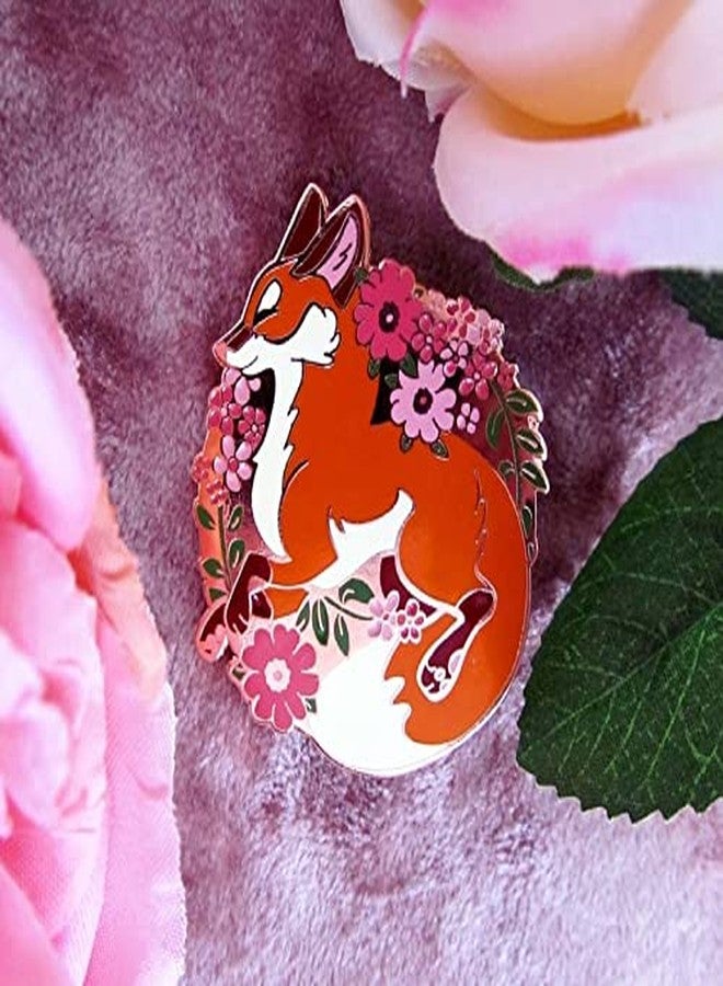 Untitled Red Fox Japanese Pink Sakura Flowers Aesthetic Enamel Pin Funny Novelty Brooch Buttons Jewelry for Jackets Jeans Backpack Cloth Lapel Bag Hat Gift for Anime Lovers Women Girl - Image 2